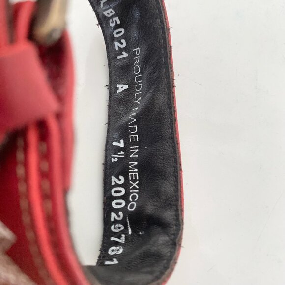 Lane Boots LEXINGTON Womens Red Wedges 7.5 Western Sandals Cowgirl Wooden Heels - Picture 9 of 11